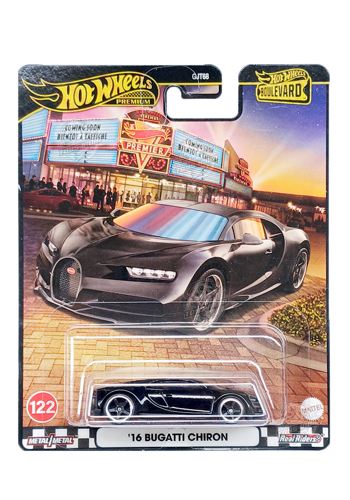 EXCLUSIVES Hot Wheels Boulevard '16 Bugatti Chiron Black 2025 Card (With Protector Case)