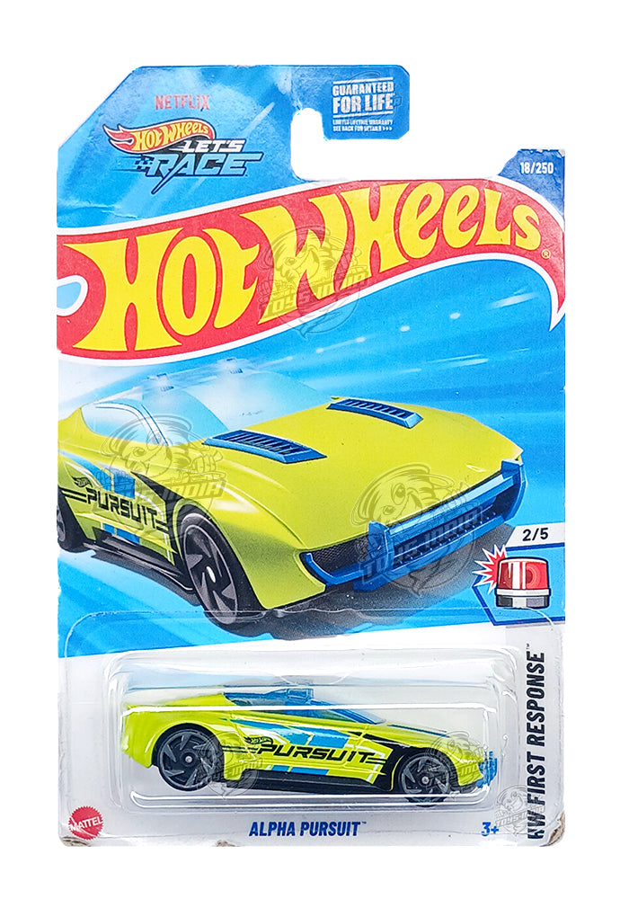 EXCLUSIVES Hot Wheels Alpha Pursuit - Green - 2024 Card (Creased Card ...