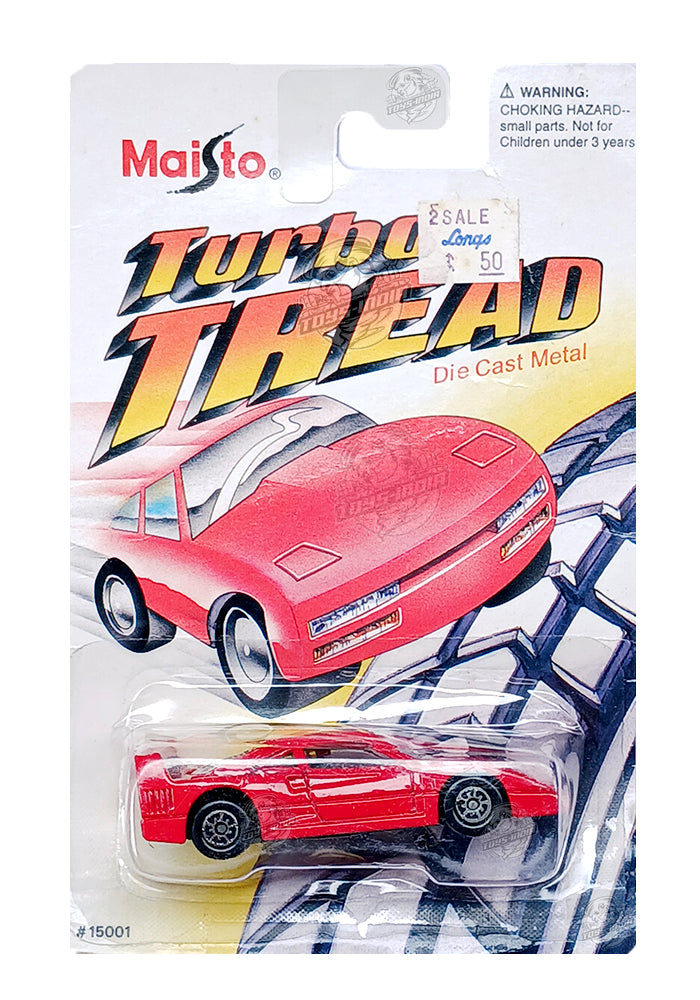 Exclusives Maisto Turbo Tread Ferrari F40 Red 1995 Card (1:64