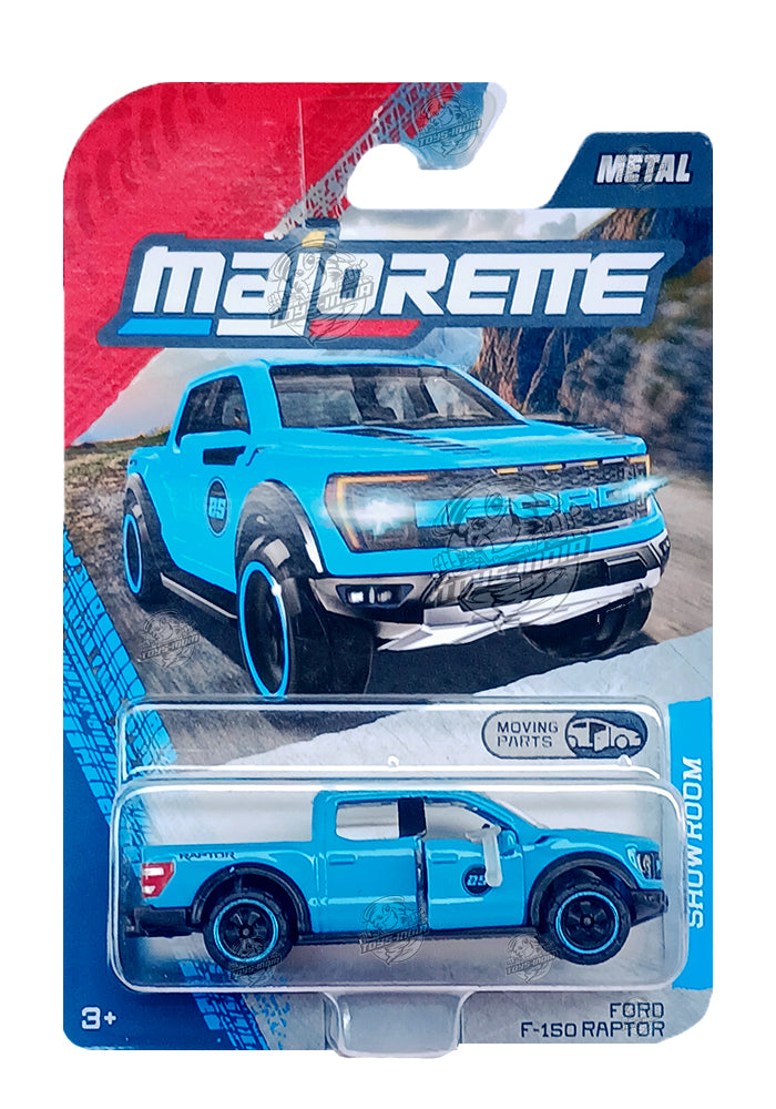 Moving Raptor Blue Majorette Showroom Cars Ford F-150 Raptor - Blue - 2025 Card (Moving P ...