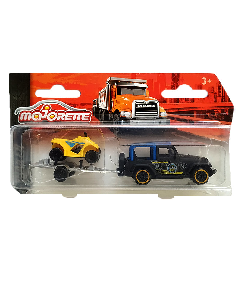 Majorette Trailer Jeep Wrangler - Blue / Black - 2023 Card– Toys-India.com